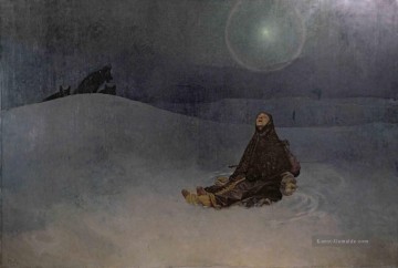 Star 1923 Winter Night Woman in Wildheit Wolf Alphonse Mucha